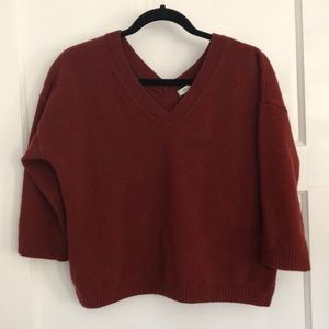 Cropped 3/4 Sleeve V-Neck Sweater by Madewell